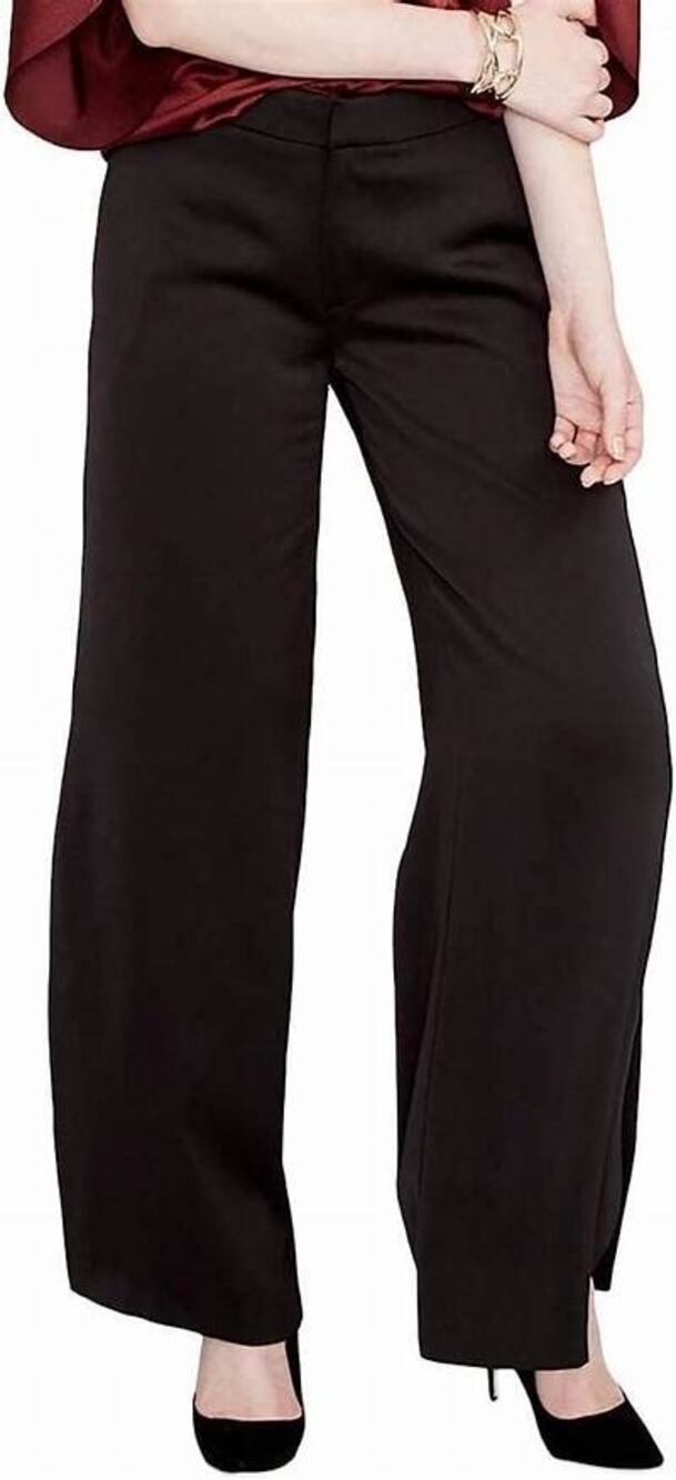Rachel Rachel Roy Black Split Wide Leg Satin Trouser Slack Pants Sz 10 NWT